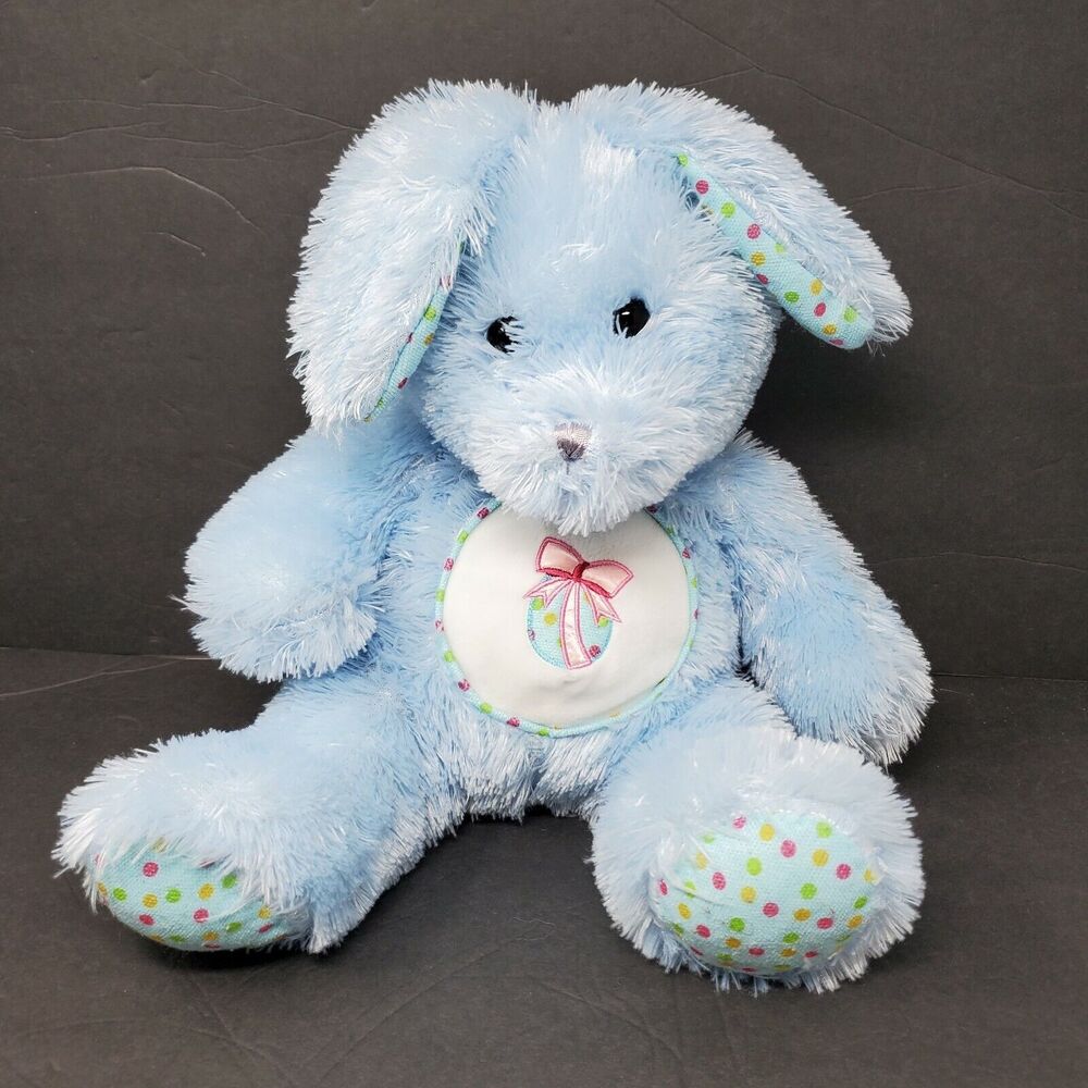 Goffa International Easter Bunny Rabbit 13" Blue Egg Ribbow Bow Basket Boy Gift